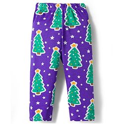 Babyhug Cotton Knit Full Sleeves Co-ords Night Suit with Christmas Print - Purple