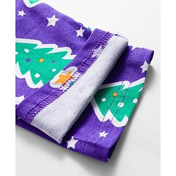 Babyhug Cotton Knit Full Sleeves Co-ords Night Suit with Christmas Print - Purple