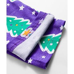 Babyhug Cotton Knit Full Sleeves Co-ords Night Suit with Christmas Print - Purple