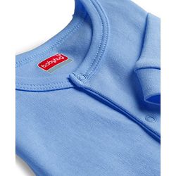 Babyhug 100% Cotton Knit Full Sleeves Solid Color Romper - Light Blue
