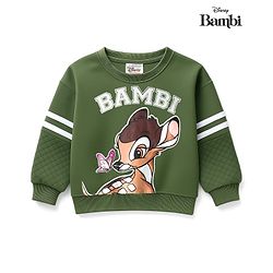 Babyhug Disney Terry Knit Drop Shoulder Full Sleeves Sweatshirt With Bambi Graphics - Green