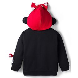 Babyhug Disney Terry Knit  Drop Shoulder Full Sleeves Hooded Sweatshirt with Minnie Mouse Graphics and 3D Appilque - Red & Black