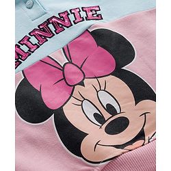 Babyhug Disney Terry Knit Drop Shoulder Full Sleeves Hooded Sweatshirt With Minnie Mouse Graphics & Sequin Detailing - Light Blue