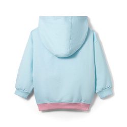 Babyhug Disney Terry Knit Drop Shoulder Full Sleeves Hooded Sweatshirt With Minnie Mouse Graphics & Sequin Detailing - Light Blue