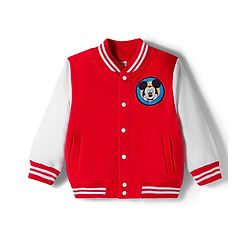 Babyhug Disney Terry Knit Full Sleeves Bomber Jacket with Mickey Mouse Badge Detailing - Red