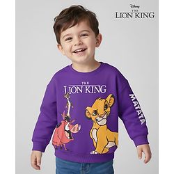 Babyhug Disney Terry Knit Full Sleeves Sweatshirt With Lion King Graphics - Lavender