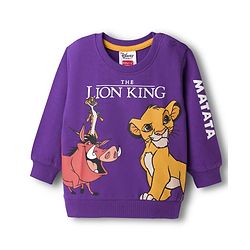 Babyhug Disney Terry Knit Full Sleeves Sweatshirt With Lion King Graphics - Lavender