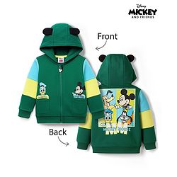 Babyhug Disney Terry Knit Full Sleeves Hooded Sweatjacket With Mickey Mouse Graphics & 3D Applique - Green