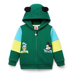 Babyhug Disney Terry Knit Full Sleeves Hooded Sweatjacket With Mickey Mouse Graphics & 3D Applique - Green