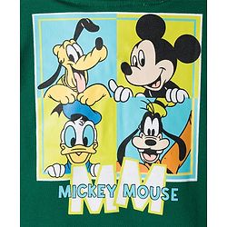 Babyhug Disney Terry Knit Full Sleeves Hooded Sweatjacket With Mickey Mouse Graphics & 3D Applique - Green