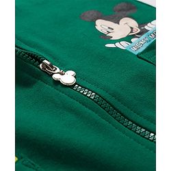 Babyhug Disney Terry Knit Full Sleeves Hooded Sweatjacket With Mickey Mouse Graphics & 3D Applique - Green