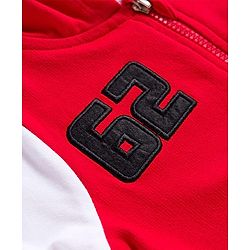 Babyhug Marvel Terry Knit Full Sleeves Hooded Sweatjacket with Spider-Man Graphics and Badge Detailing - Red & White