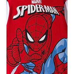 Babyhug Marvel Terry Knit Full Sleeves Hooded Sweatjacket with Spider-Man Graphics and Badge Detailing - Red & White