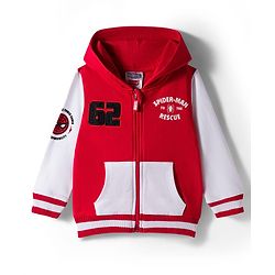Babyhug Marvel Terry Knit Full Sleeves Hooded Sweatjacket with Spider-Man Graphics and Badge Detailing - Red & White
