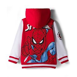 Babyhug Marvel Terry Knit Full Sleeves Hooded Sweatjacket with Spider-Man Graphics and Badge Detailing - Red & White