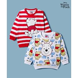 Babyhug Disney Terry Knit Full Sleeves Sweatshirts With Winnie The Pooh Graphics Pack of 2 - Red & White