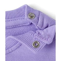 Babyhug Disney Terry Knit Full Sleeves Sweatshirt with Minnie Mouse Graphic & Bow Applique - Lavender
