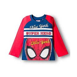 Babyhug Marvel Single Jersey Knit Full Raglan Sleeves Night Suit With Spider Man Graphics - Red & Blue
