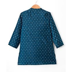 Babyhug Rayon Woven Full Sleeves Kurta With Floral Print - Teal Blue