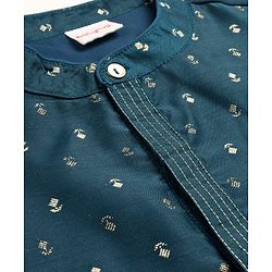 Babyhug Rayon Woven Full Sleeves Kurta With Floral Print - Teal Blue