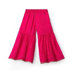 Babyhug Georgette Woven Three Fourth Sleeves Kurta Gharara & Dupatta Set With Sequin Detailing - Fuschia