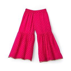 Babyhug Georgette Woven Three Fourth Sleeves Kurta Gharara & Dupatta Set With Sequin Detailing - Fuschia
