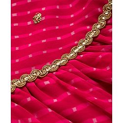 Babyhug Georgette Woven Three Fourth Sleeves Kurta Gharara & Dupatta Set With Sequin Detailing - Fuschia