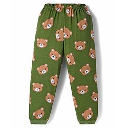 Babyhug Cotton Knit Full Sleeves Co-ords Night Suit With Animal Print - Green