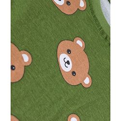Babyhug Cotton Knit Full Sleeves Co-ords Night Suit With Animal Print - Green