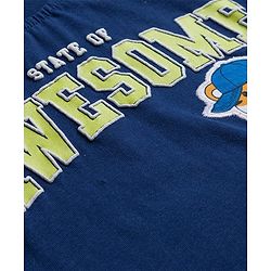 Babyhug 100% Cotton Knit Full Sleeves T-Shirt with Awesome Text Print - Navy Blue