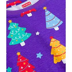 Babyhug Cotton Knit Full Sleeves Co-ords Night Suit With Tree Print - Purple