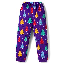 Babyhug Cotton Knit Full Sleeves Co-ords Night Suit With Tree Print - Purple