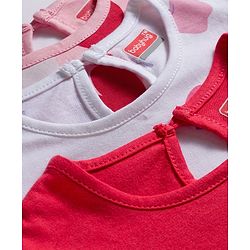 Babyhug 100% Cotton Knit Full Sleeves T-Shirts with Text Apple & Heart Print Pack of 3 - White Pink & Red
