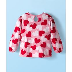 Babyhug 100% Cotton Knit Full Sleeves T-Shirts with Text Apple & Heart Print Pack of 3 - White Pink & Red