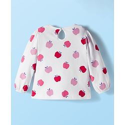 Babyhug 100% Cotton Knit Full Sleeves T-Shirts with Text Apple & Heart Print Pack of 3 - White Pink & Red
