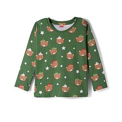 Babyhug Cotton Knit Full Sleeves Co-ords Night Suit With Animal Print - Green
