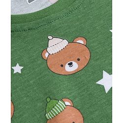 Babyhug Cotton Knit Full Sleeves Co-ords Night Suit With Animal Print - Green