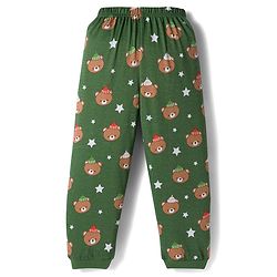 Babyhug Cotton Knit Full Sleeves Co-ords Night Suit With Animal Print - Green