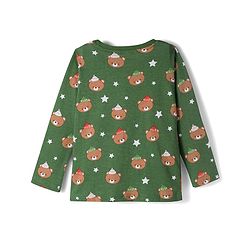 Babyhug Cotton Knit Full Sleeves Co-ords Night Suit With Animal Print - Green