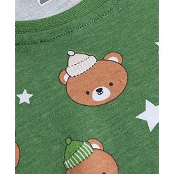 Babyhug Cotton Knit Full Sleeves Co-ords Night Suit With Animal Print - Green