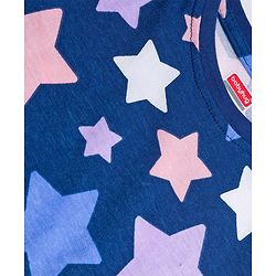 Babyhug Cotton Knit Full Sleeves Co-ords Night Suit With Star Print - Blue