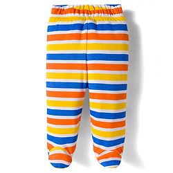 Babyhug Cotton Knit Striped & Animal Printed Bootie Leggings Pack of 3 - Yellow & Blue