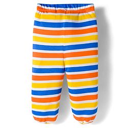 Babyhug Cotton Knit Striped & Animal Printed Bootie Leggings Pack of 3 - Yellow & Blue