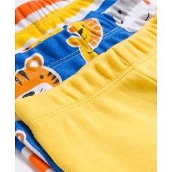 Babyhug Cotton Knit Striped & Animal Printed Bootie Leggings Pack of 3 - Yellow & Blue