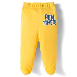 Babyhug Cotton Knit Striped & Animal Printed Bootie Leggings Pack of 3 - Yellow & Blue