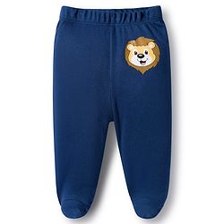 Babyhug Cotton Knit Bootie Leggings with Stripes & Animal Print Pack of 3 - Navy Blue & Yellow