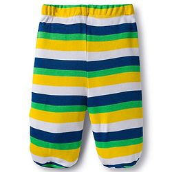 Babyhug Cotton Knit Bootie Leggings with Stripes & Animal Print Pack of 3 - Navy Blue & Yellow