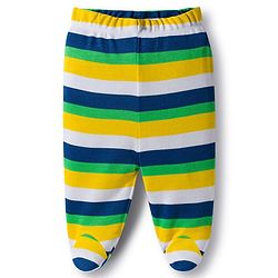 Babyhug Cotton Knit Bootie Leggings with Stripes & Animal Print Pack of 3 - Navy Blue & Yellow
