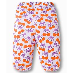 Babyhug Cotton Knit Footed Bootie Leggings with Fruits Print Pack of 3 - Light Green White & Orange