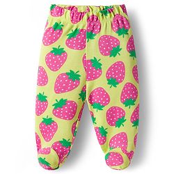 Babyhug Cotton Knit Footed Bootie Leggings with Fruits Print Pack of 3 - Light Green White & Orange